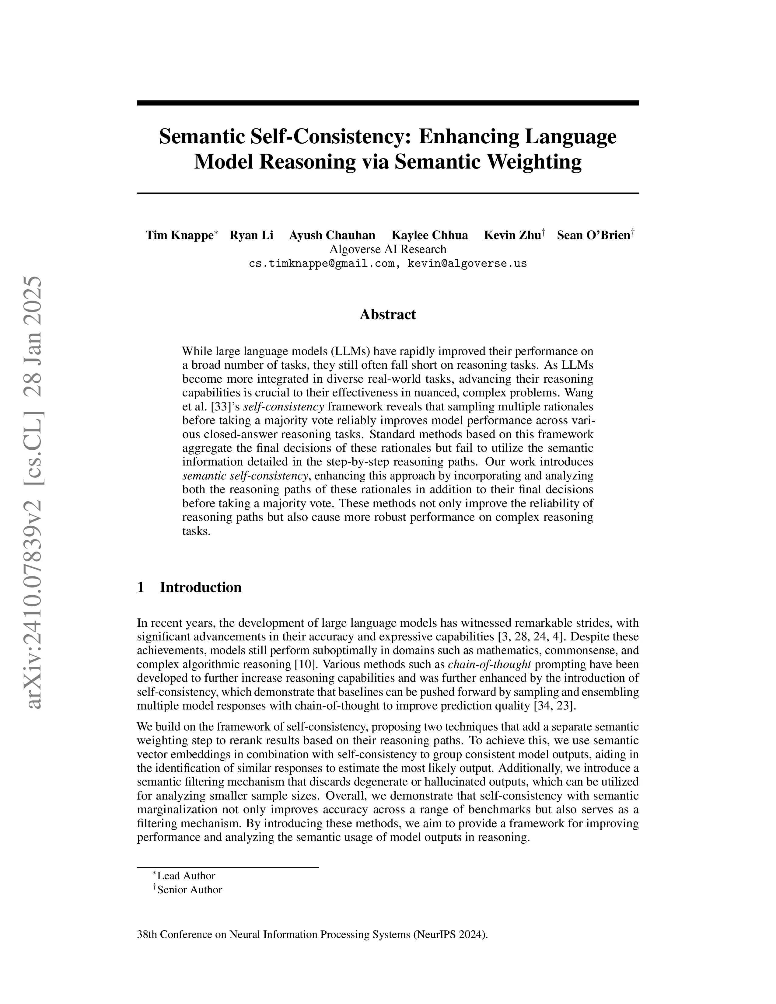 Semantic Self Consistency